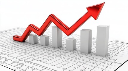 Economic prosperity symbolized by a rising digital arrow, futuristic business charts, and financial graphs.