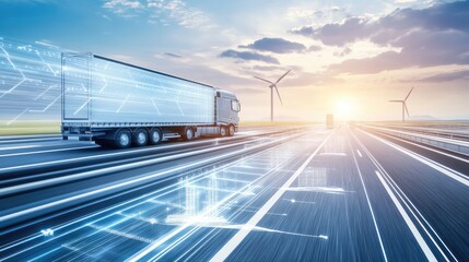 Fototapeta premium Energy transition roadmap showing progress toward a cleaner future, featuring declining emissions and renewable energy use.