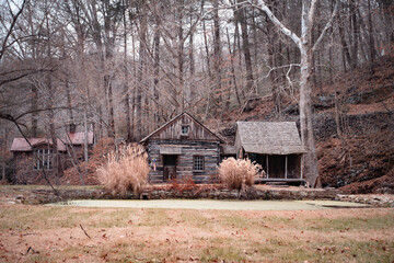 Historic Cuttalossa Mill in Bucks County Pennsylvania on a winter day.