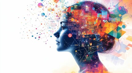 Woman Envisioned With Digital Data And Network Connections