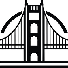 Golden gate bridge silhouette, Golden gate bridge icon, bridge vector silhouette illustration 