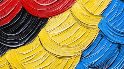 Bright abstract design created with thick brush strokes of paint