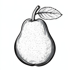 Minimalistic pear illustration in black and white with bold lines