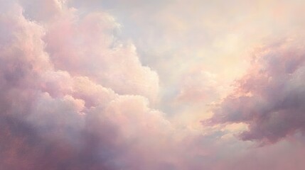 Fototapeta premium Soft pastel pink and light purple clouds, delicate and dreamy with subtle shadows