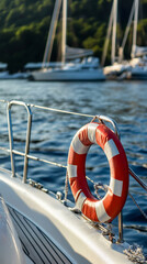 Nautical safety device: red and white lifebu