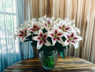 fresh white lilies in an elegant glass vase3