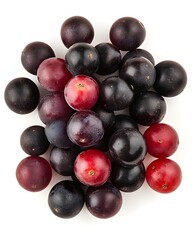 Fototapeta premium Top view of sparkling purple and red grapes, highlighting their smooth and attractive skin. Each little seed inside holds a sweet freshness ready to burst with every bite