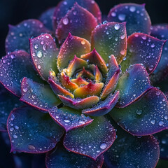 Vibrant Succulent with Dew Drops