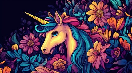 Beautiful unicorn character in Spring