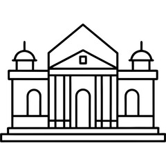 Simple Line Drawing of a Classical Building