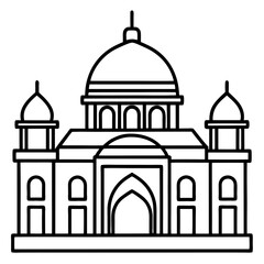 Simple Line Drawing of a Classical Building