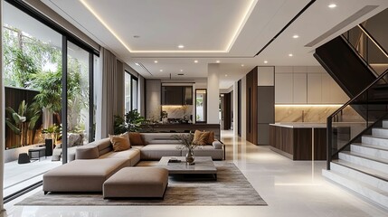 Fototapeta premium Modern Open Plan Living Space With Luxury Interior Design