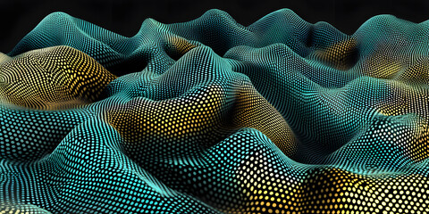 Abstract digital landscape with glowing dots