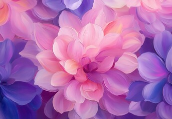 Fototapeta premium Elegant and Colorful Flower Blossom Pattern in Shades of Purple and Pink for Artistic and Decorative Use