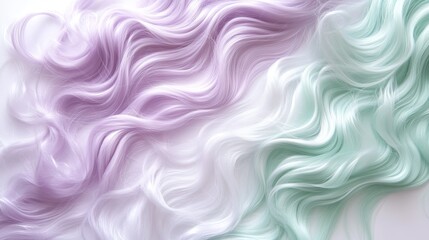 Fototapeta premium Soft pastel waves of lavender and pale mint, flowing seamlessly with subtle glossy highlights