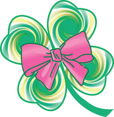 Shamrock with a Bow PNG