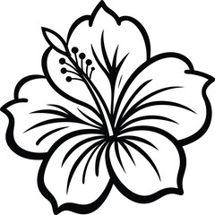hibiscus line art, hibiscus flower line art vector illustration, hibiscus flower icon.