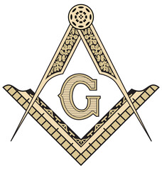 Freemason Square and Compass - Master Mason - Gold