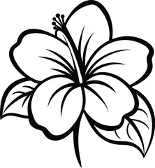 hibiscus line art, hibiscus flower line art vector illustration, hibiscus flower icon.