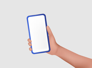 3d hand holding smartphone. Hand holding phone