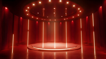 Minimalist illuminated chamber with ceiling spotlights in HDRI spherical environment map