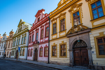 Hradec Kralove, Czech republic - February 20, 2025. Historic picturesque buildings in Soukenicka and Karla Tomana streets