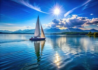 Obraz premium Chiemsee Sailing Trip: Stunning Bavarian Lake Landscape Photography