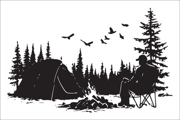 Obraz premium Outdoor Adventure Camp Elements – Flat Vector Illustration Pack