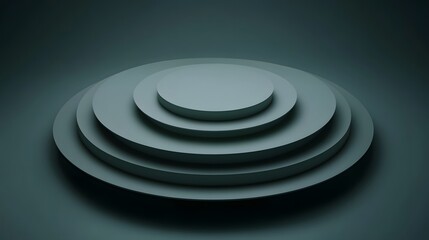 Obraz premium Abstract Teal Circular Platform Minimalist 3D Render