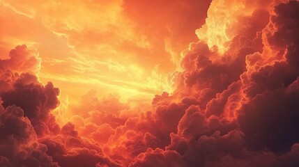 Fototapeta premium Warm amber and crimson clouds, glowing and rich with smooth flowing transitions