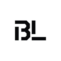 BL monogram logo design letter text name symbol monochrome logotype alphabet character simple logo