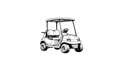 Obraz premium Sketch of a golf cart on a white background, minimalist design