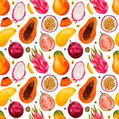 A Colorful Tropical Fruits Pattern Designed Specifically for Creating Vibrant Designs
