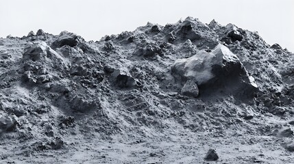 Realistic 3D Render of Gray Rocky Terrain, Moonlike Surface, Asteroid Field