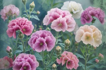 Dreamy Geranium Canvas with Gentle Overlay for a Peaceful Setting