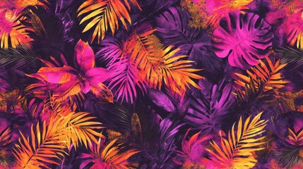 Vibrant Tropical Leaf Pattern Design
