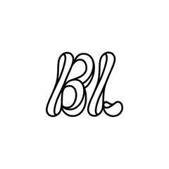BL monogram logo design letter text name symbol monochrome logotype alphabet character simple logo