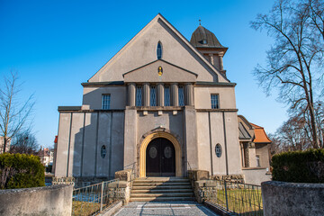 Fototapeta premium Hradec Králové, Czech republic - February 20, 2025. Congregation of the Evangelical Church of Czech Brethren