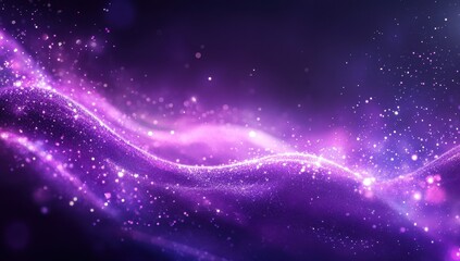 Fototapeta premium Ethereal Purple Cosmos with Glowing Particles and Soft Waves of Light in a Mystical Deep Space Environment