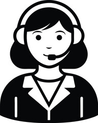 Call center woman silhouette vector, Customer service icon, news presenter icon, vector illustration. 