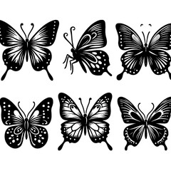 Obraz premium Butterfly silhouette icons. Vector Illustrations.generative ai 