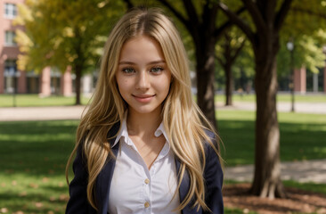 Obraz premium schoolgirl in the park