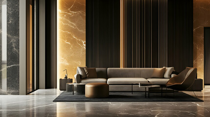 Luxury interior detailing with tactile material contrast