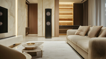 Luxury interior detailing with tactile material contrast