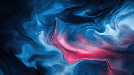 Obraz premium Abstract swirling blue and red fluids blend across the canvas