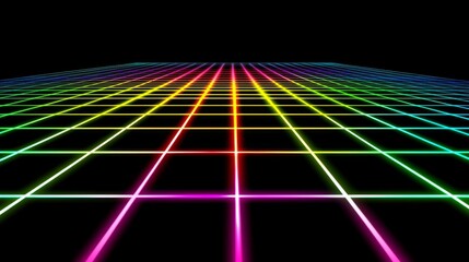 Colorful Grid Neon Pattern - Futuristic Retro Design