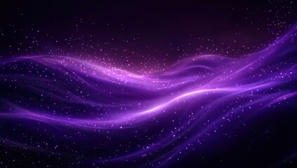 Obraz premium Ethereal Purple Waves with Sparkling Stars in a Dreamy Universe, Perfect for Fantasy and Abstract Art Backgrounds