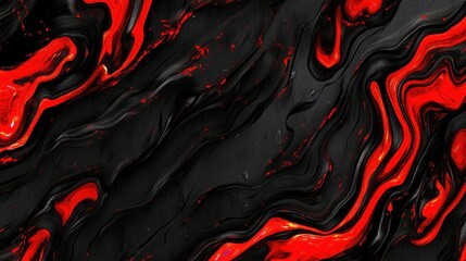 Obraz premium Abstract image of flowing black and vibrant red textured forms