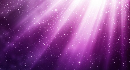 Obraz premium Ethereal Starry Night Sky with Purple Hues and Radiant Light Beams Illuminating a Cosmic Background of Shimmering Stars and Mystical Atmosphere