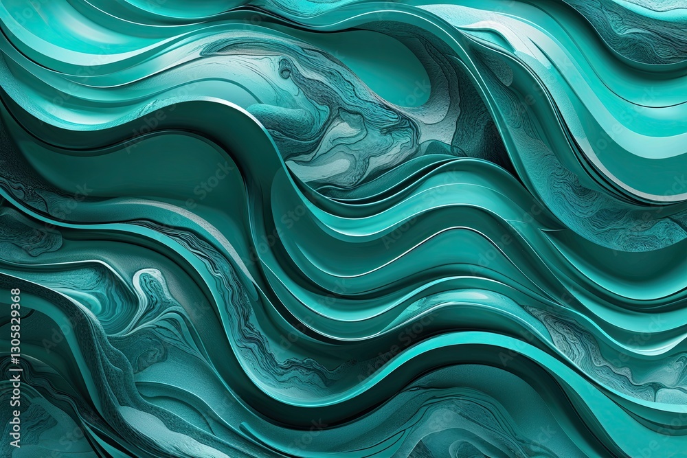 Wall mural dynamic teal abstract wallpaper with flowing curves and wavy patterns